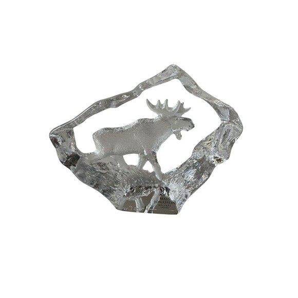 New in Box Crystal Statue Mats Jonasson Etched Ice Moose Walking - Picture 2 of 4